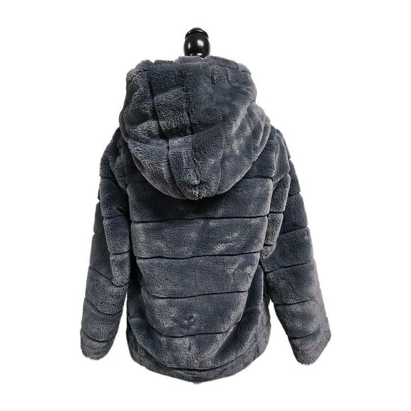 Apparis Goldie Faux Vegan Fur Oversized Hood Jacket Carbon Gray Women’s Size XS - Picture 5 of 11